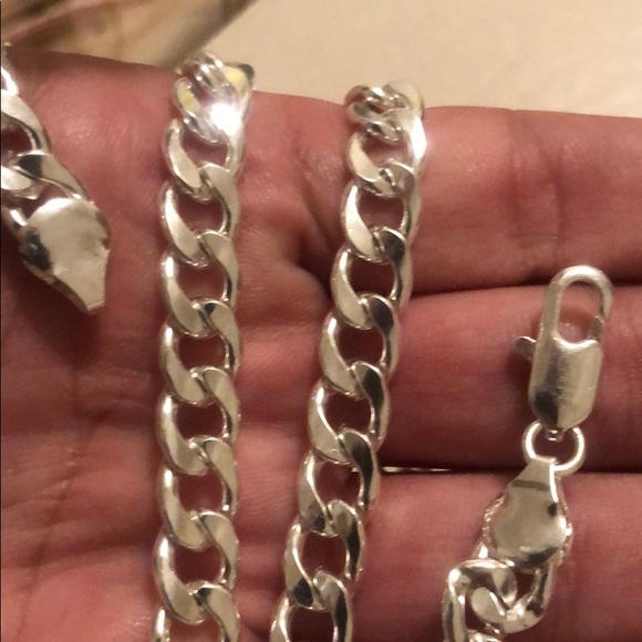 925 Sterling Silver Heavy Cuban Curb Link Chain - Picture 8 of 8